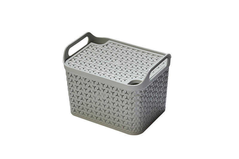 Medium Handy Basket With Lid Grey