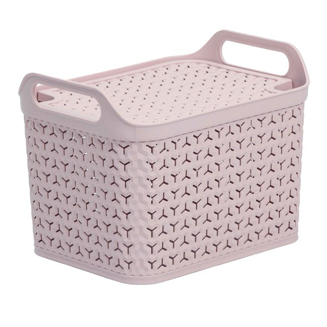 Medium Handy Basket With Lid Blush Pink