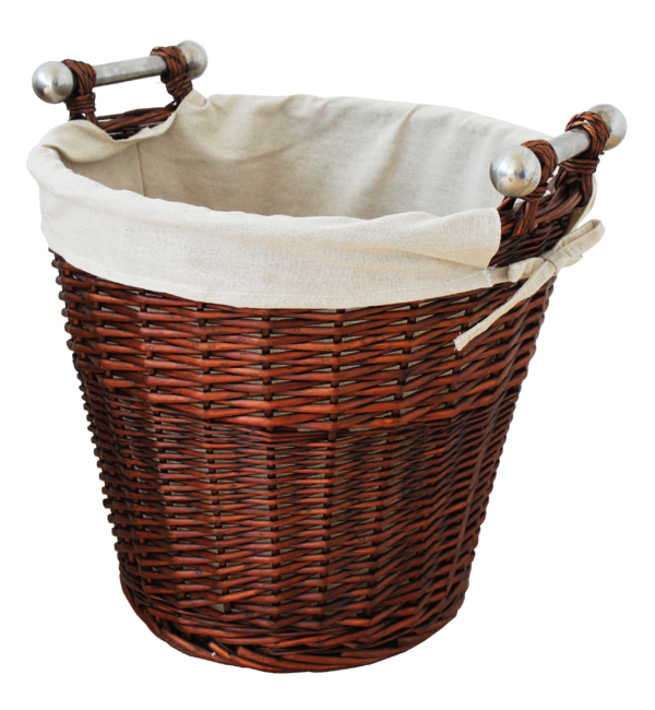 Round Honey Wicker Basket, Jute Liner & Alu Handles