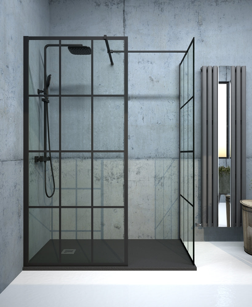 Aspect black trellis wetroom panel 1400 (ABWRP014)