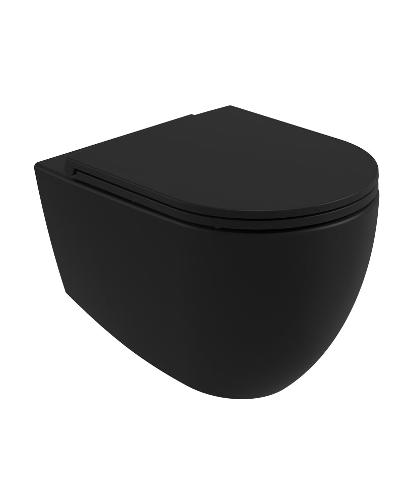 Avanti Wall Hung Rimless WC & Seat - Carbon Black (AWHWCCB)