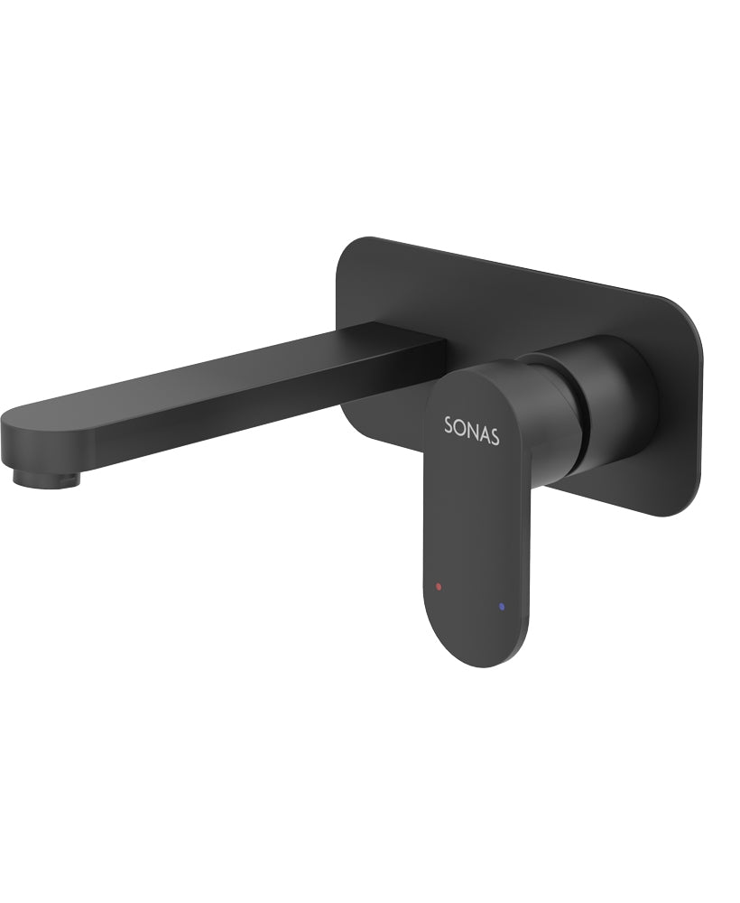 Norfolk Eco Flow Wall Mounted Basin Mixer Matt Black (UBR0053)