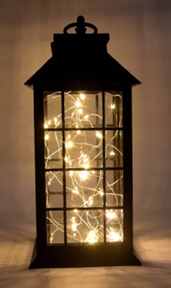 30cm Caged Lantern with LED