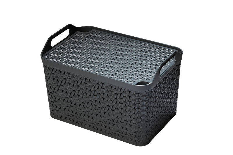 Large Handy Basket With Lid Charcoal